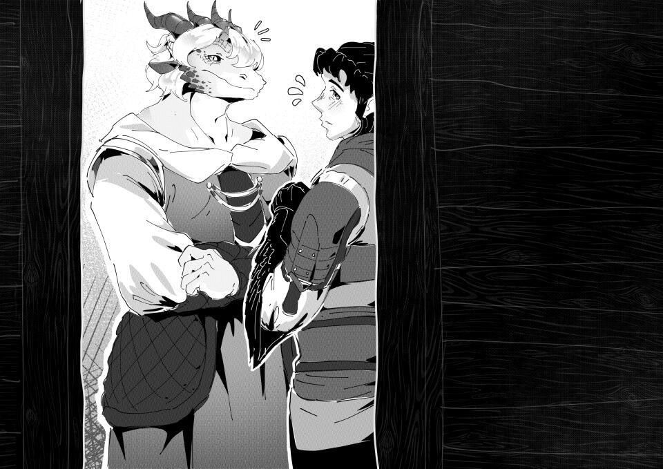 Couple figures, half body, full canvas